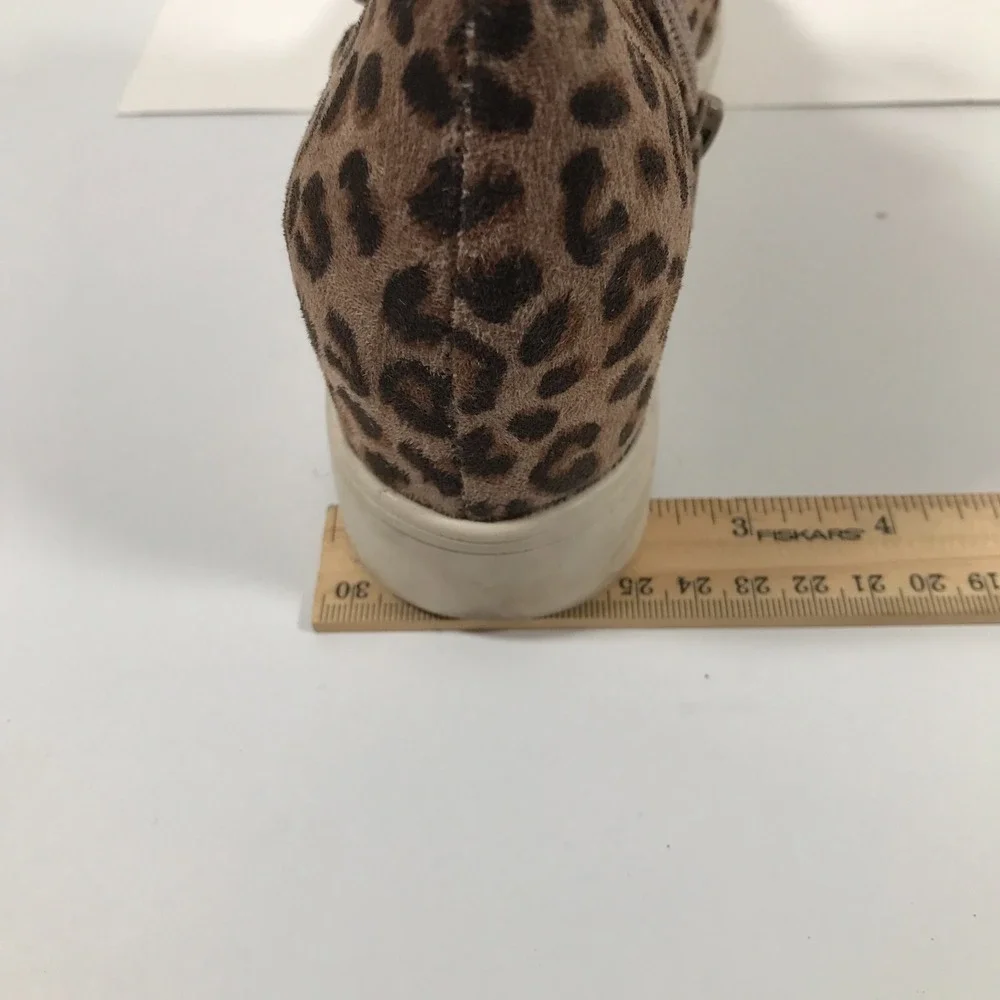 Very G Ursula Leopard Print Lace Up Side Zip Hidden Wedge Womens US 7 UK 5 EU 37